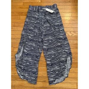 La Mer Luxe Navy White Wave Print Wrap Front Pants XL Resort Boho